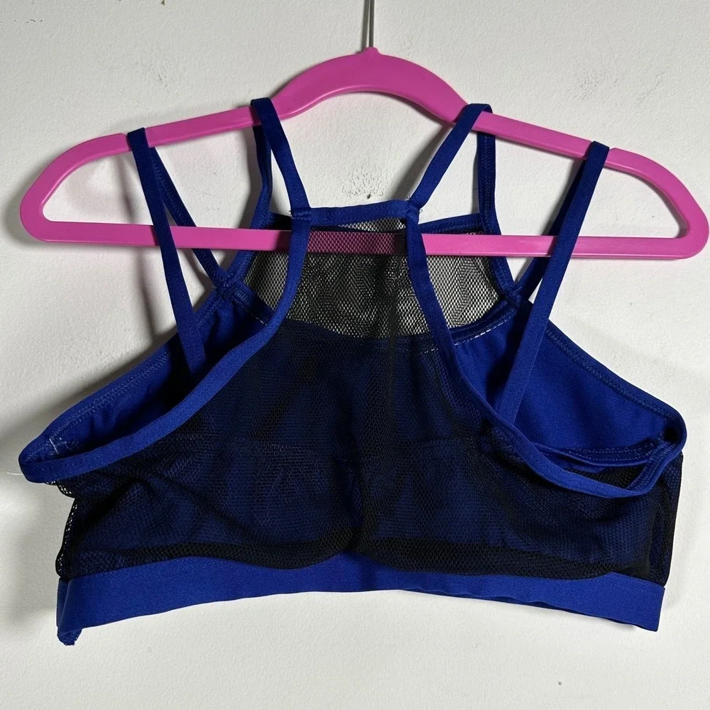 L Body Wrappers Royal Blue Black Mesh High Neck Dance Crop Top youth 810